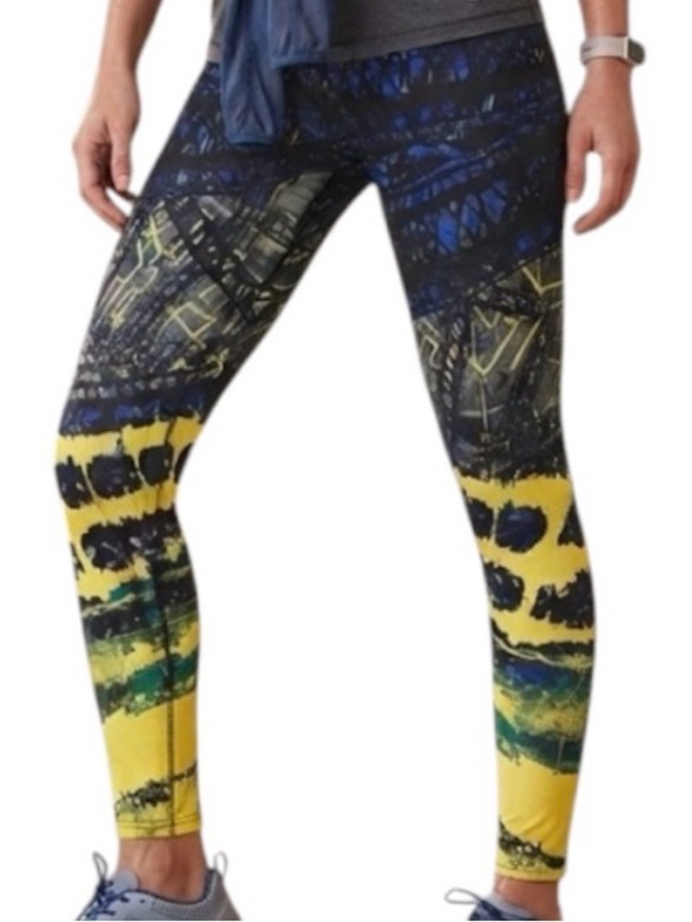LOLE Sierra Blue Yellow Yoga Active Fitness Performance Leggings Athleisure S